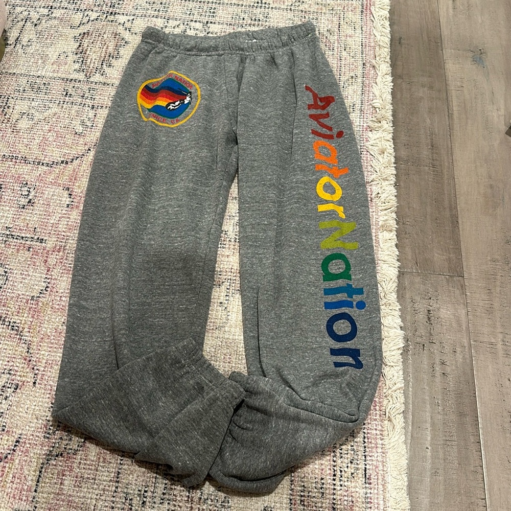 Aviator Nation Rainbow Letter Sweatpants